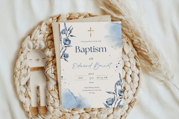 Download Baptism Invitation Template, Rustic Pink - Pink Collection