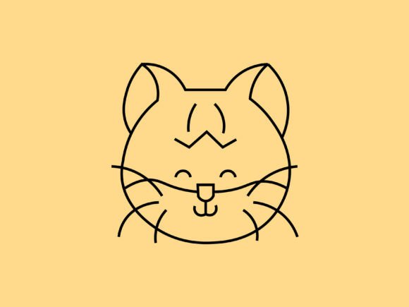 Download Kawaii Cat American Curl Line Background - Line Collection