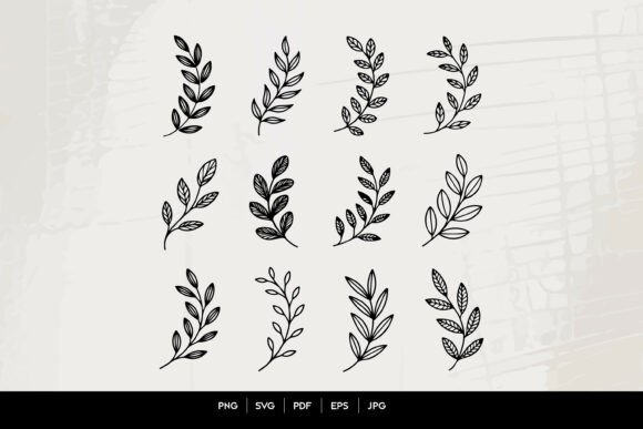 Download Leaf Branch Line Art SVG Set - Line Collection