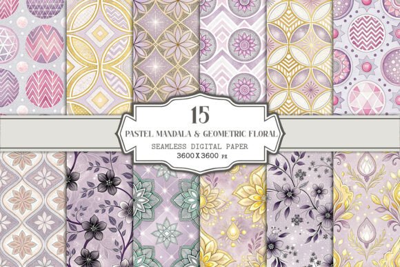 Download Pastel Mandala &amp; Geometric Floral Seamle - Floral Collection
