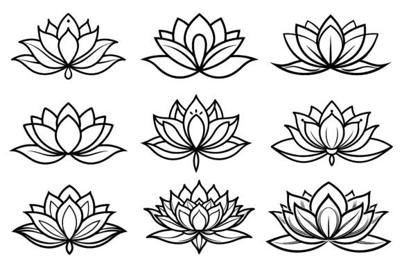 Download Line Drawing Blooming Lotus Flower - Line Collection