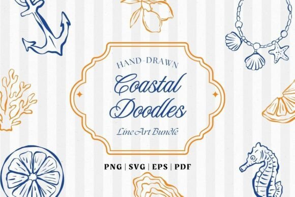 Download Coastal Line Art Clipart Bundle - Line Collection