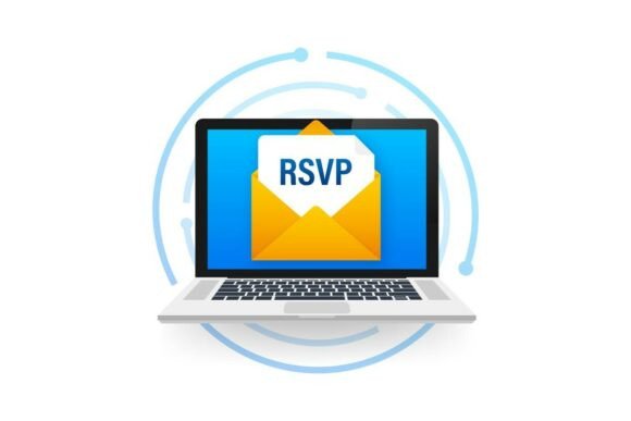 Download Laptop Displaying Online RSVP - Line Collection