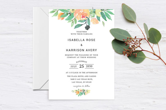 Download Green Watercolor Floral Wedding Template - Floral Collection