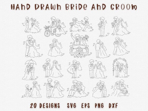 Download Wedding Couple SVG Bridal Line Art Set - Line Collection